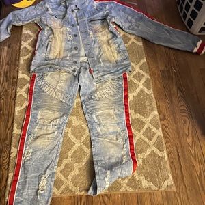 Men denim jean suit